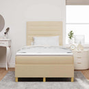 vidaXL Boxrugós ágy matracmal fejtámlával Krém 120 x 200 cm szövet