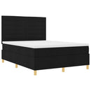 vidaXL Boxrugós ágy matracmal fejtámlával Fekete 140 x 200 cm szövet