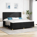 vidaXL Boxrugós ágy fejtámlával Fekete 200 x 200 cm szövet