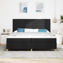 vidaXL Boxrugós ágy fejtámlával Fekete 200 x 200 cm szövet