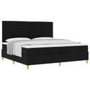 vidaXL Boxrugós ágy fejtámlával Fekete 200 x 200 cm szövet