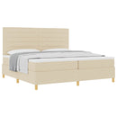 vidaXL Boxrugós ágy matracmal fejtámlával Krém 200 x 200 cm szövet