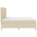 vidaXL Boxrugós ágy matracmal fejtámlával Krém 200 x 200 cm szövet