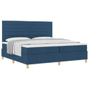 vidaXL Boxrugós ágy fejtámlával Kék 200 x 200 cm szövet
