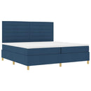 vidaXL Boxrugós ágy fejtámlával Kék 200 x 200 cm szövet