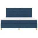 vidaXL Boxrugós ágy fejtámlával Kék 200 x 200 cm szövet