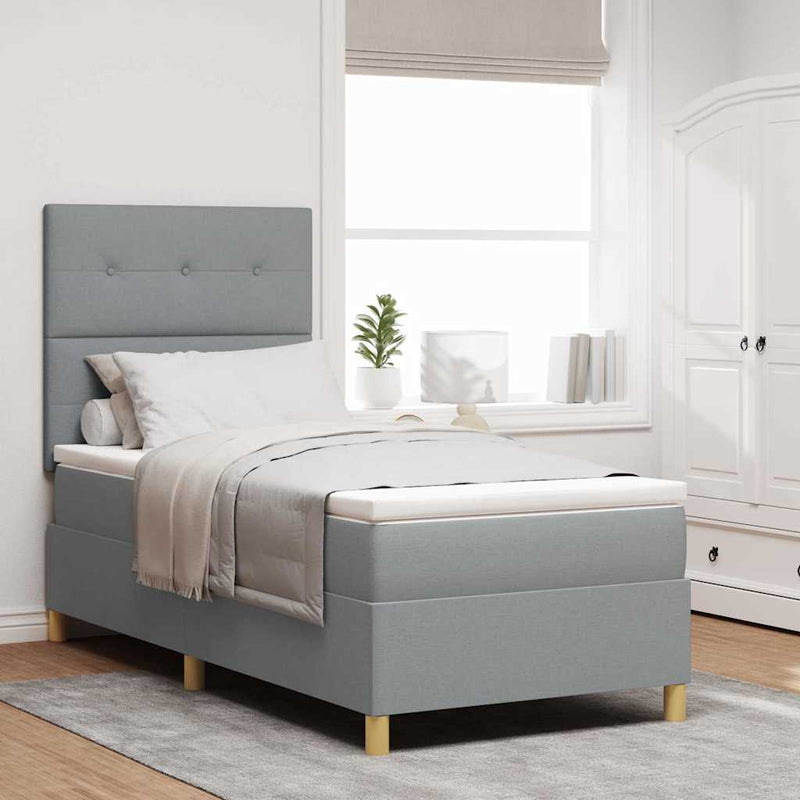 vidaXL Boxrugós ágy matracmal Világosszürke 80 x 200 cm szövet