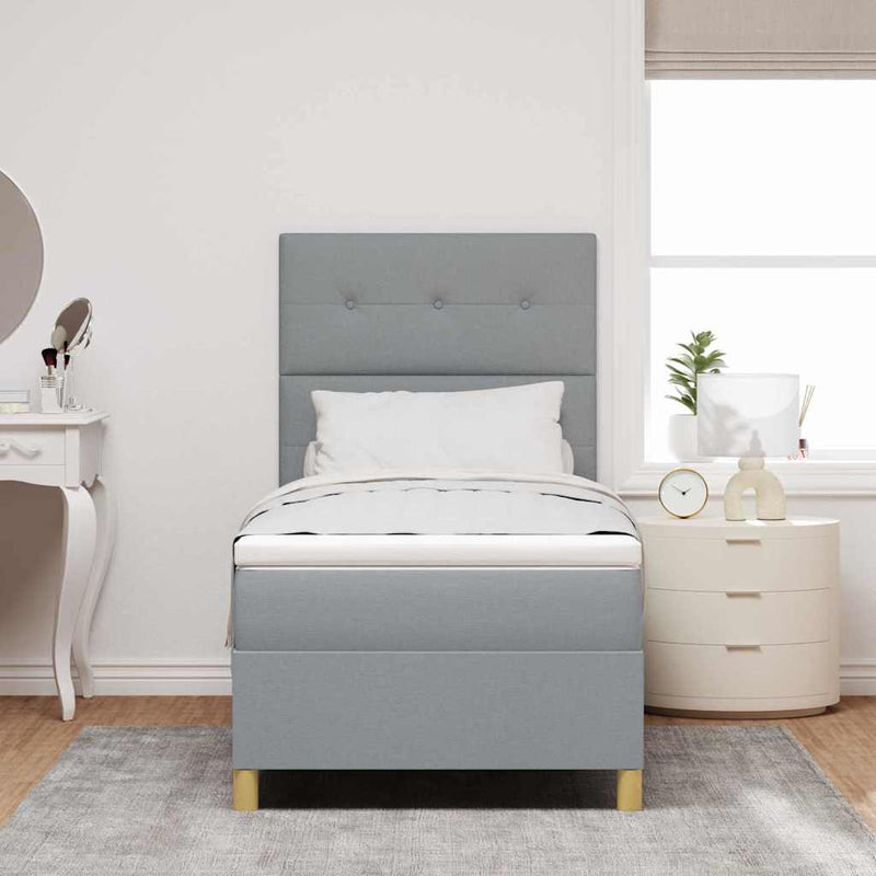 vidaXL Boxrugós ágy matracmal Világosszürke 80 x 200 cm szövet
