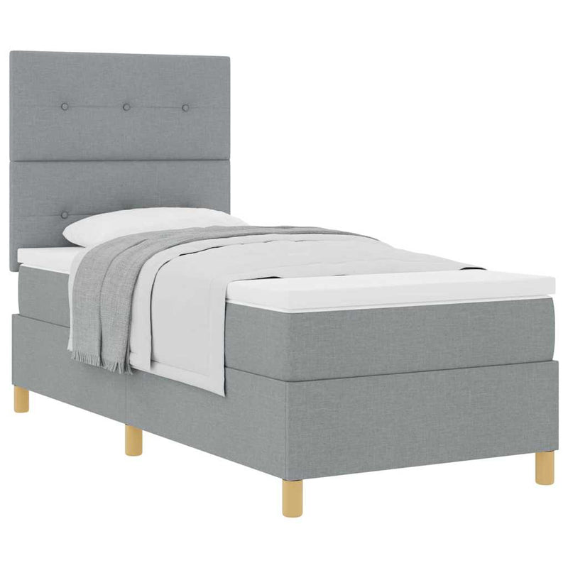vidaXL Boxrugós ágy matracmal Világosszürke 80 x 200 cm szövet