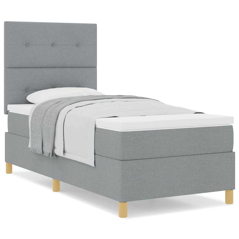 vidaXL Boxrugós ágy matracmal Világosszürke 80 x 200 cm szövet
