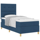 vidaXL Boxrugós ágy fejtámlával Kék 90 x 190 cm szövet