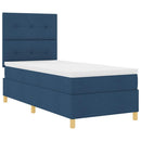 vidaXL Boxrugós ágy fejtámlával Kék 90 x 200 cm szövet