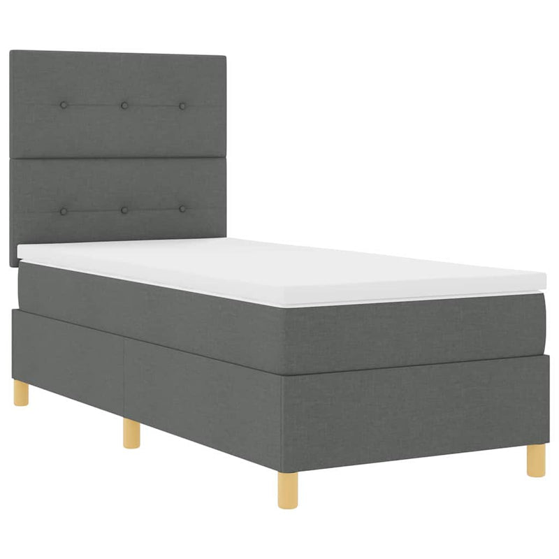 vidaXL Boxrugós ágy fejtámlával Sötétszürke 100 x 200 cm szövet