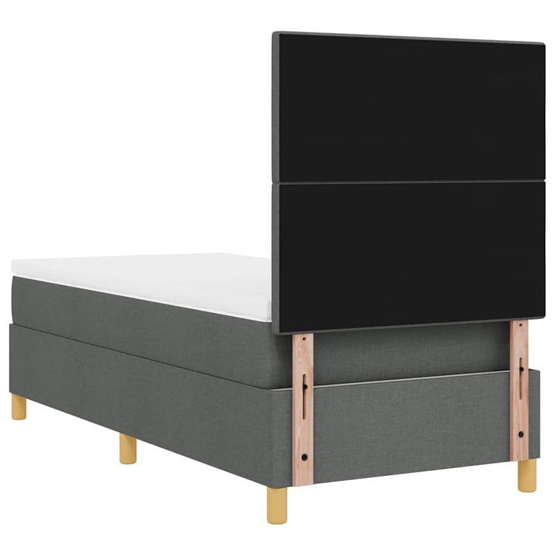 vidaXL Boxrugós ágy fejtámlával Sötétszürke 100 x 200 cm szövet