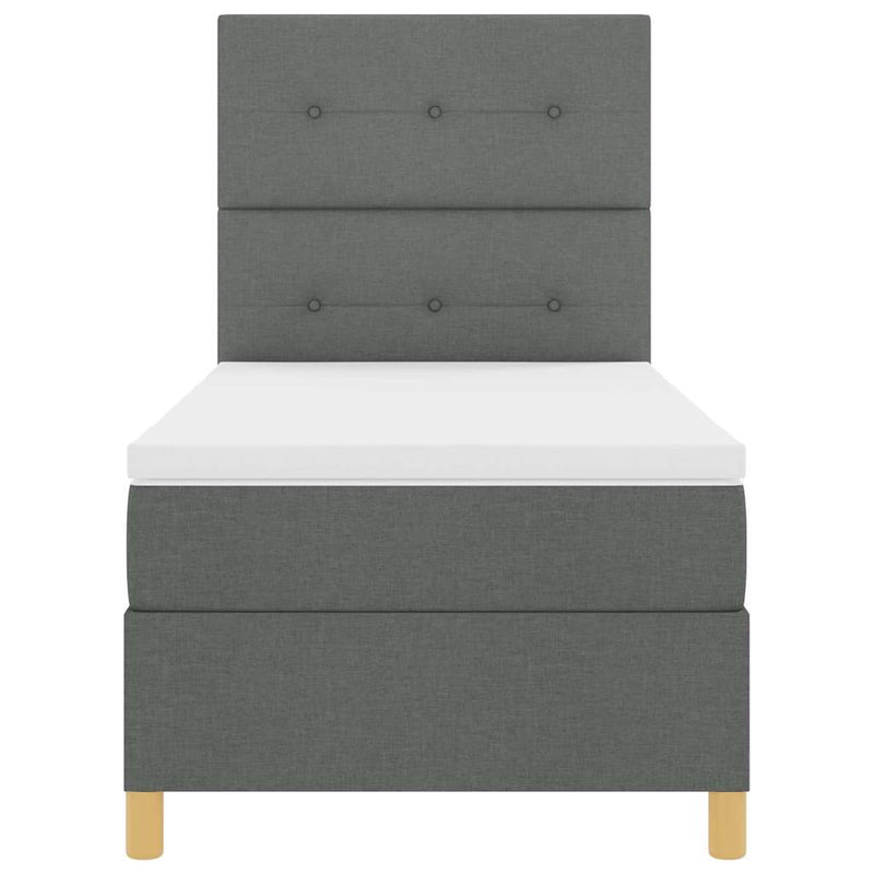 vidaXL Boxrugós ágy fejtámlával Sötétszürke 100 x 200 cm szövet