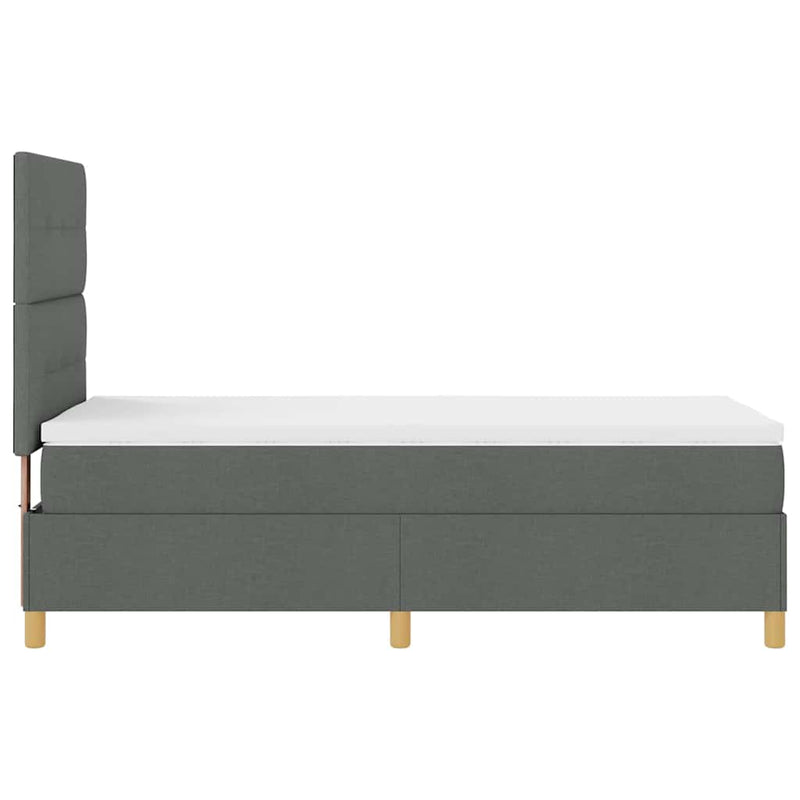 vidaXL Boxrugós ágy fejtámlával Sötétszürke 100 x 200 cm szövet