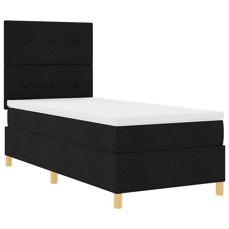 vidaXL Boxrugós ágy fejtámlával Fekete 100 x 200 cm szövet
