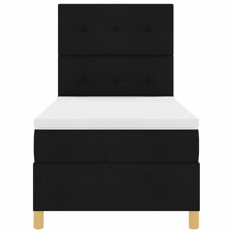 vidaXL Boxrugós ágy fejtámlával Fekete 100 x 200 cm szövet