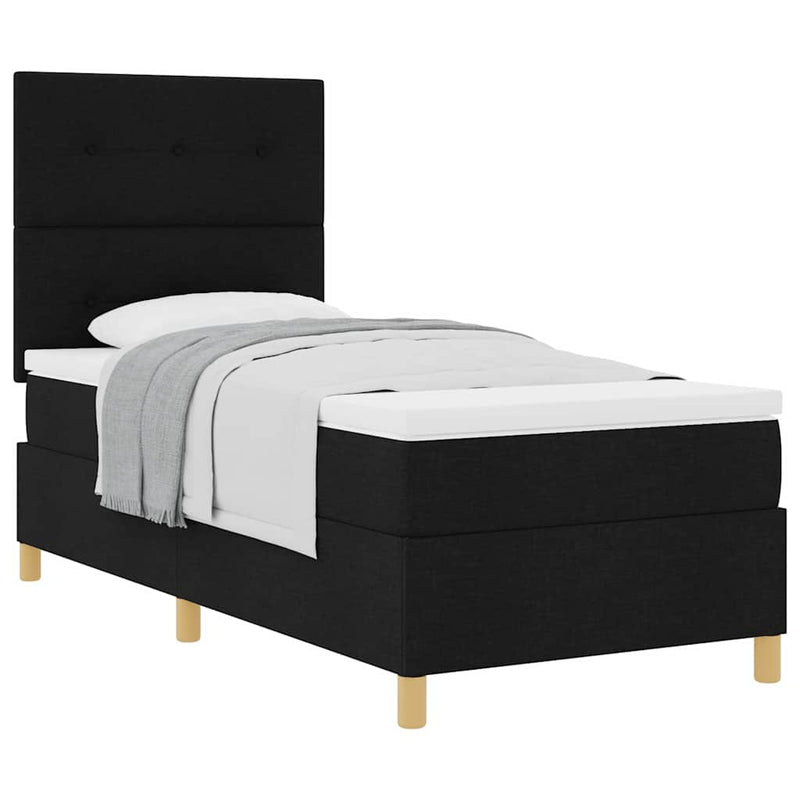 vidaXL Boxrugós ágy fejtámlával Fekete 100 x 200 cm szövet