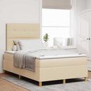 vidaXL Boxrugós ágy fejtámlával Krém 120 x 190 cm szövet