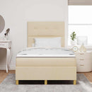 vidaXL Boxrugós ágy fejtámlával Krém 120 x 190 cm szövet