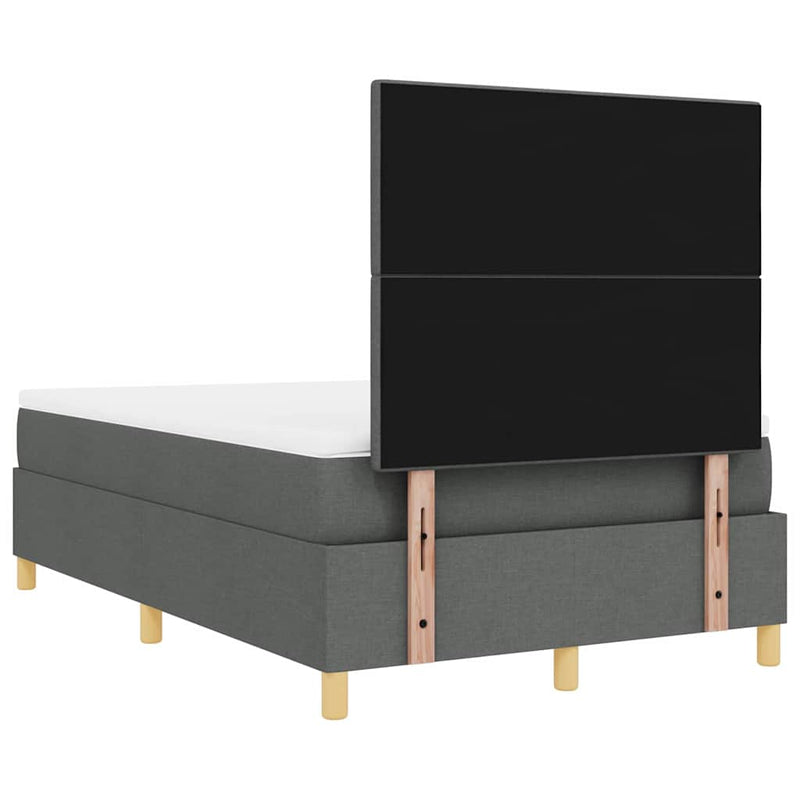 vidaXL Boxrugós ágy fejtámlával Sötétszürke 120 x 200 cm szövet