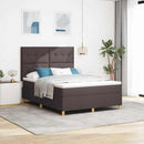vidaXL Boxrugós ágy fejtámlával Sötét Barna 160 x 200 cm szövet