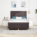 vidaXL Boxrugós ágy fejtámlával Sötét Barna 160 x 200 cm szövet