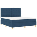 vidaXL Boxrugós ágy fejtámlával Kék 180 x 200 cm szövet