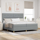 vidaXL Boxrugós ágy fejtámlával Világosszürke 200 x 200 cm szövet