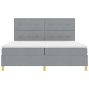 vidaXL Boxrugós ágy fejtámlával Világosszürke 200 x 200 cm szövet