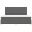 vidaXL Boxrugós ágy fejtámlával Sötétszürke 200 x 200 cm szövet