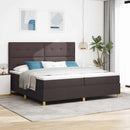 vidaXL Boxrugós ágy fejtámlával Sötét Barna 200 x 200 cm szövet