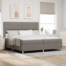 vidaXL Boxrugós ágy fejtámlával Tópszínű 200 x 200 cm szövet