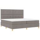 vidaXL Boxrugós ágy fejtámlával Tópszínű 200 x 200 cm szövet