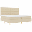 vidaXL Boxrugós ágy fejtámlával Krém 200 x 200 cm szövet