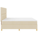 vidaXL Boxrugós ágy fejtámlával Krém 200 x 200 cm szövet