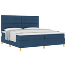 vidaXL Boxrugós ágy fejtámlával Kék 200 x 200 cm szövet