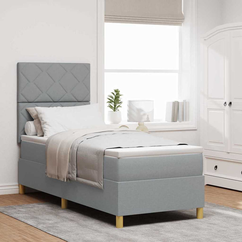 vidaXL Boxrugós ágy matracmal Világosszürke 80 x 200 cm szövet