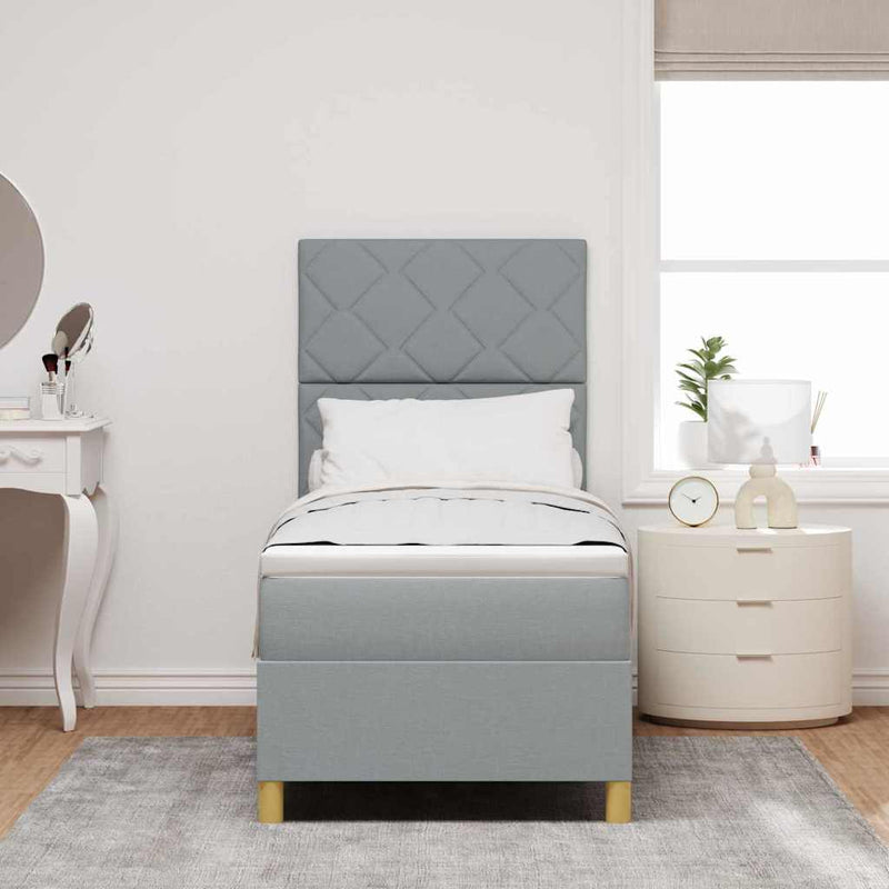 vidaXL Boxrugós ágy matracmal Világosszürke 80 x 200 cm szövet