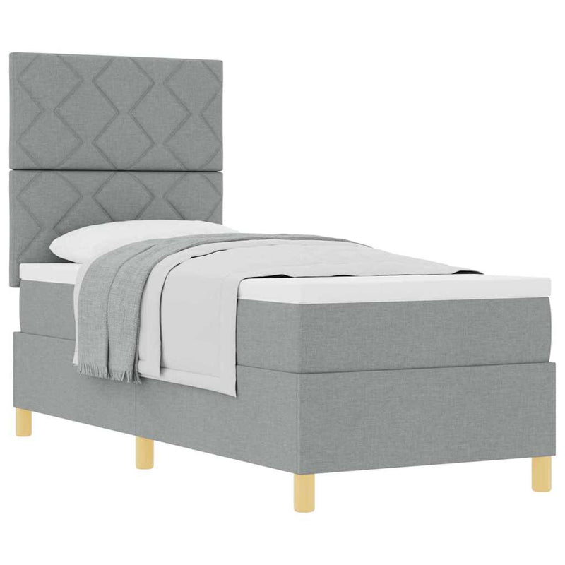 vidaXL Boxrugós ágy matracmal Világosszürke 80 x 200 cm szövet