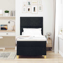 vidaXL Boxrugós ágy fejtámlával Fekete 90 x 190 cm szövet