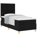 vidaXL Boxrugós ágy fejtámlával Fekete 90 x 190 cm szövet