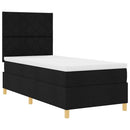 vidaXL Boxrugós ágy fejtámlával Fekete 90 x 190 cm szövet