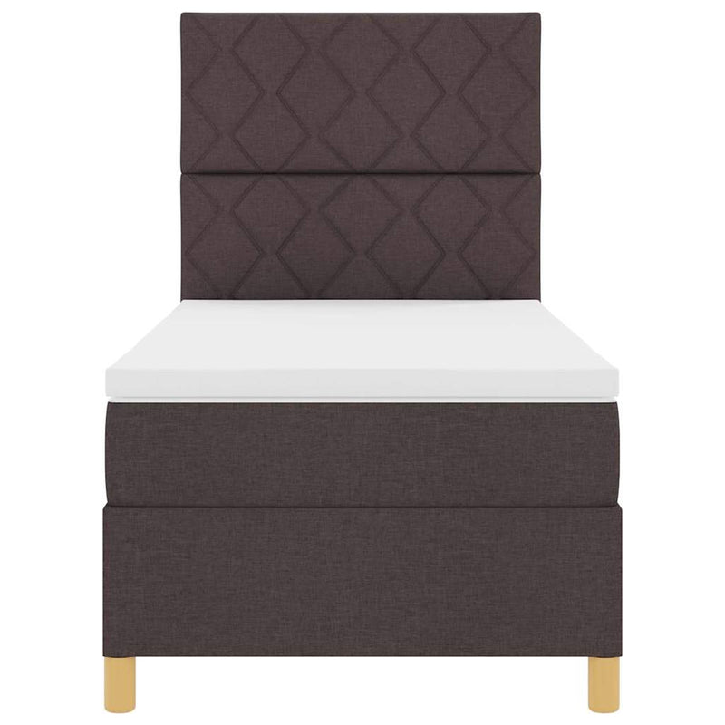 vidaXL Boxrugós ágy fejtámlával sötétbarna 90 x 200 cm szövet