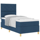 vidaXL Boxrugós ágy matracmal fejtámlával Kék 90 x 200 cm szövet