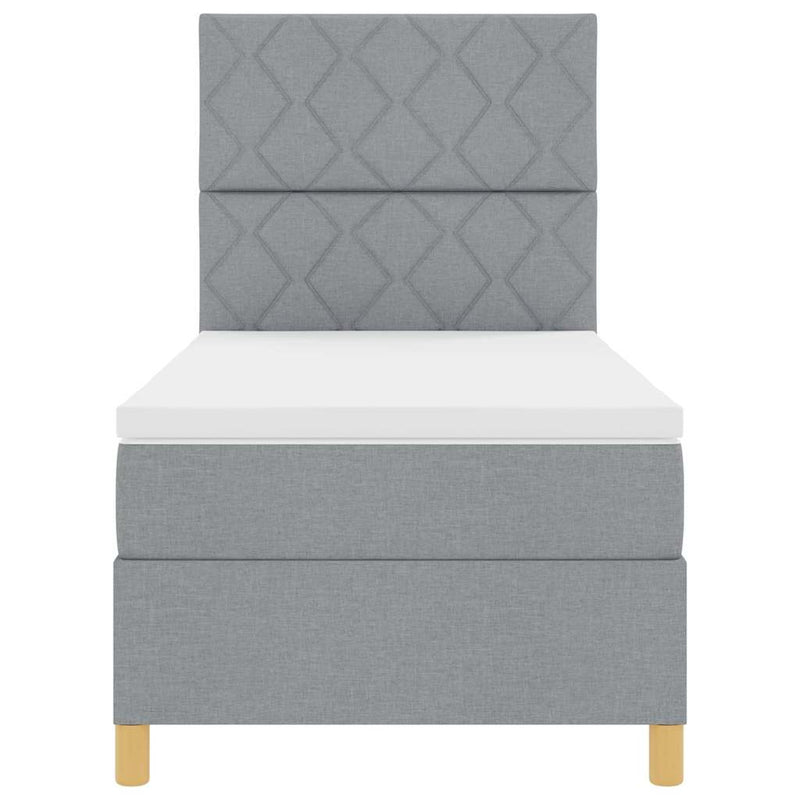 vidaXL Boxrugós ágy fejtámlával Világosszürke 100 x 200 cm szövet
