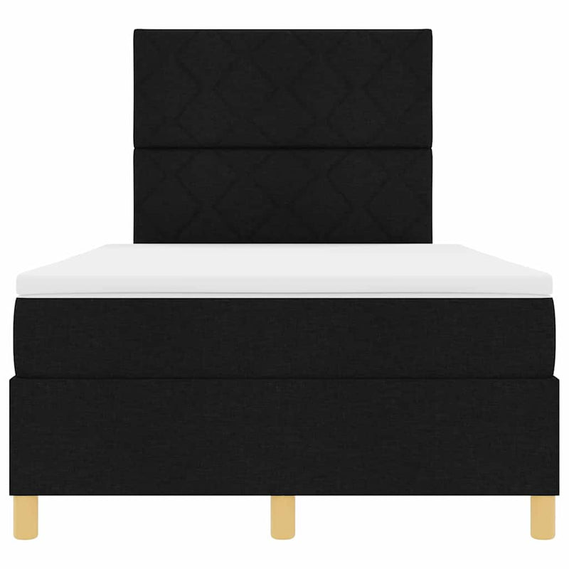vidaXL Boxrugós ágy fejtámlával Fekete 120 x 200 cm szövet