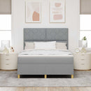 vidaXL Boxrugós ágy fejtámlával Világosszürke 140 x 190 cm szövet