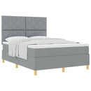 vidaXL Boxrugós ágy fejtámlával Világosszürke 140 x 190 cm szövet